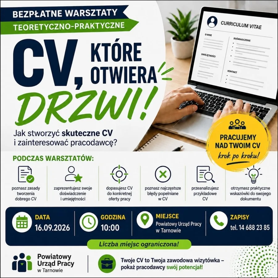 Grafika promocyjna wydarzenia Warsztaty w urzędzie pracy