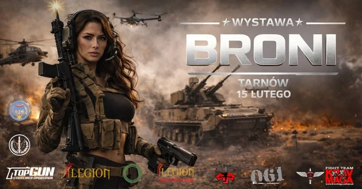 Grafika promocyjna wydarzenia Wystawa Broni – Tarnów | 15 lutego 2026