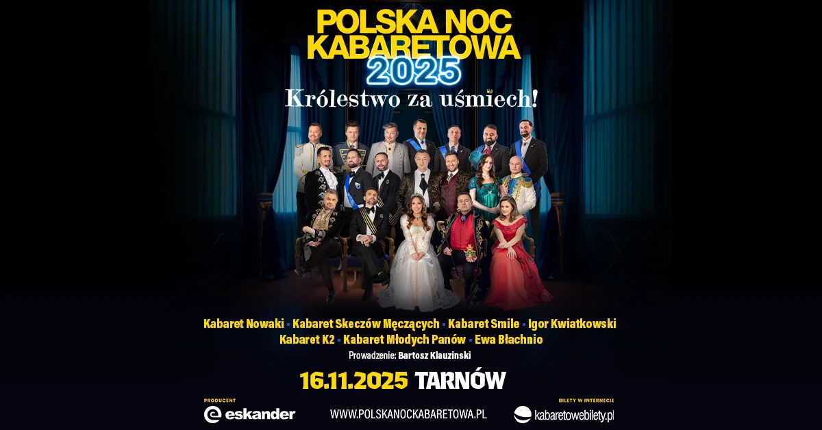 Grafika promocyjna wydarzenia Występ kabaretowy w Tarnowie – Polska Noc Kabaretowa 2025
