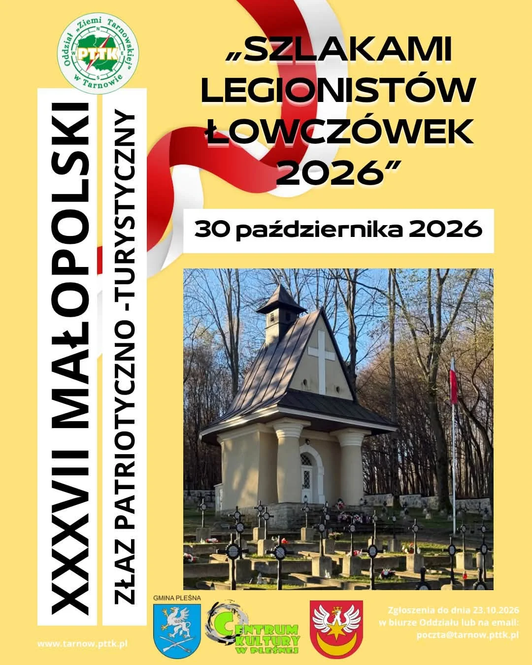 Grafika promocyjna wydarzenia Złaz patriotyczno-turystyczny Szlakami Legionistów w Łowczówku