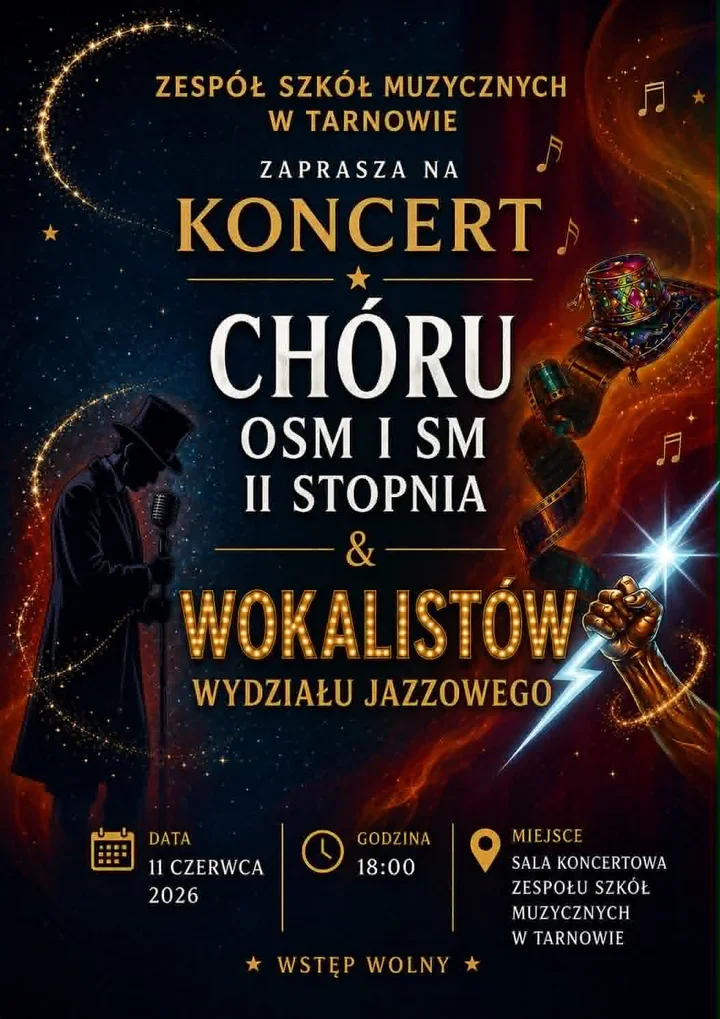 Koncert chóru i wokalistów Wydziału Jazzowego w tarnowskiej szkole muzycznej