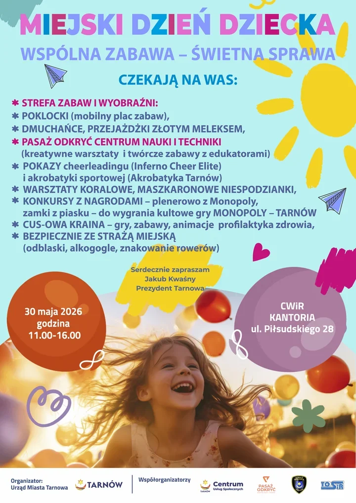 Kantoria zamieni się w wielki plac zabaw. Tarnów szykuje dzień pełen atrakcji