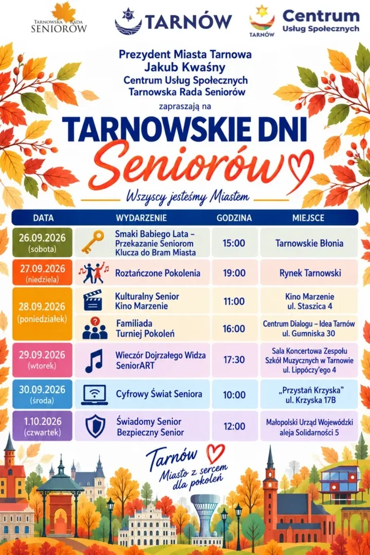 Siedem wydarzeń dla seniorów. Prezydent przekaże klucz do bram miasta