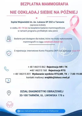 Bezpłatna mammografia w Tarnowie. Kto może skorzystać z badania?