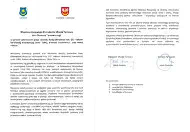 Prezydent Tarnowa i starosta protestują przeciw upamiętnieniu UPA