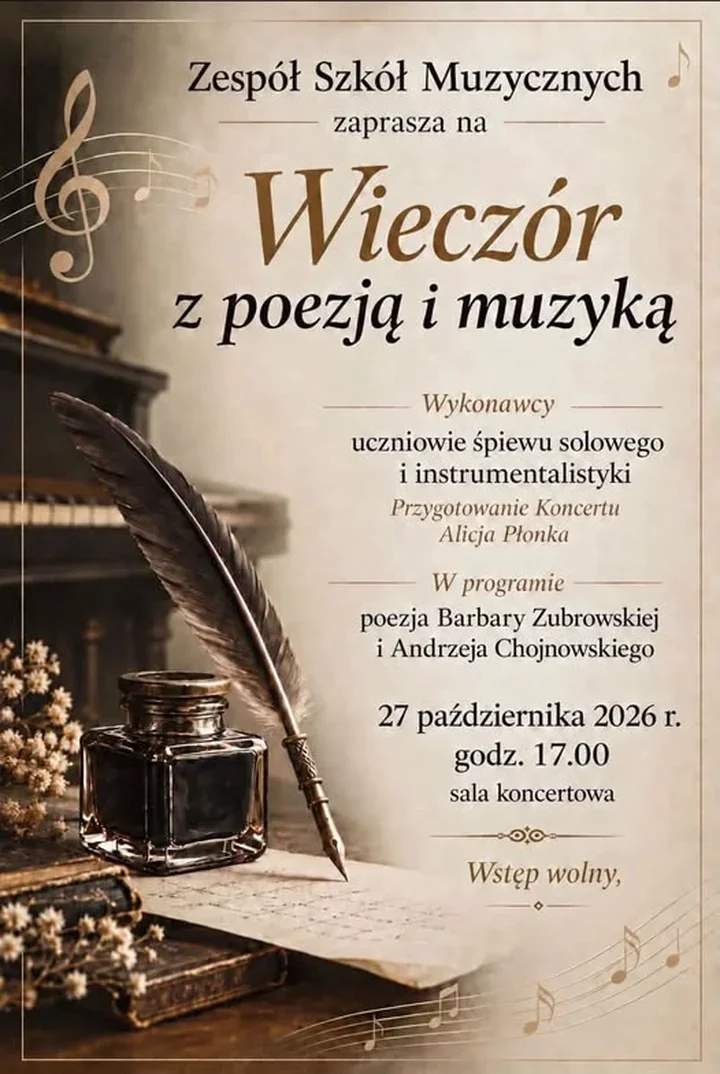 Poezja zabrzmi obok muzyki. Uczniowie wystąpią w Tarnowie