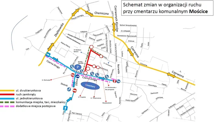Przy tarnowskich cmentarzach zmieni się ruch. Będą ulice jednokierunkowe